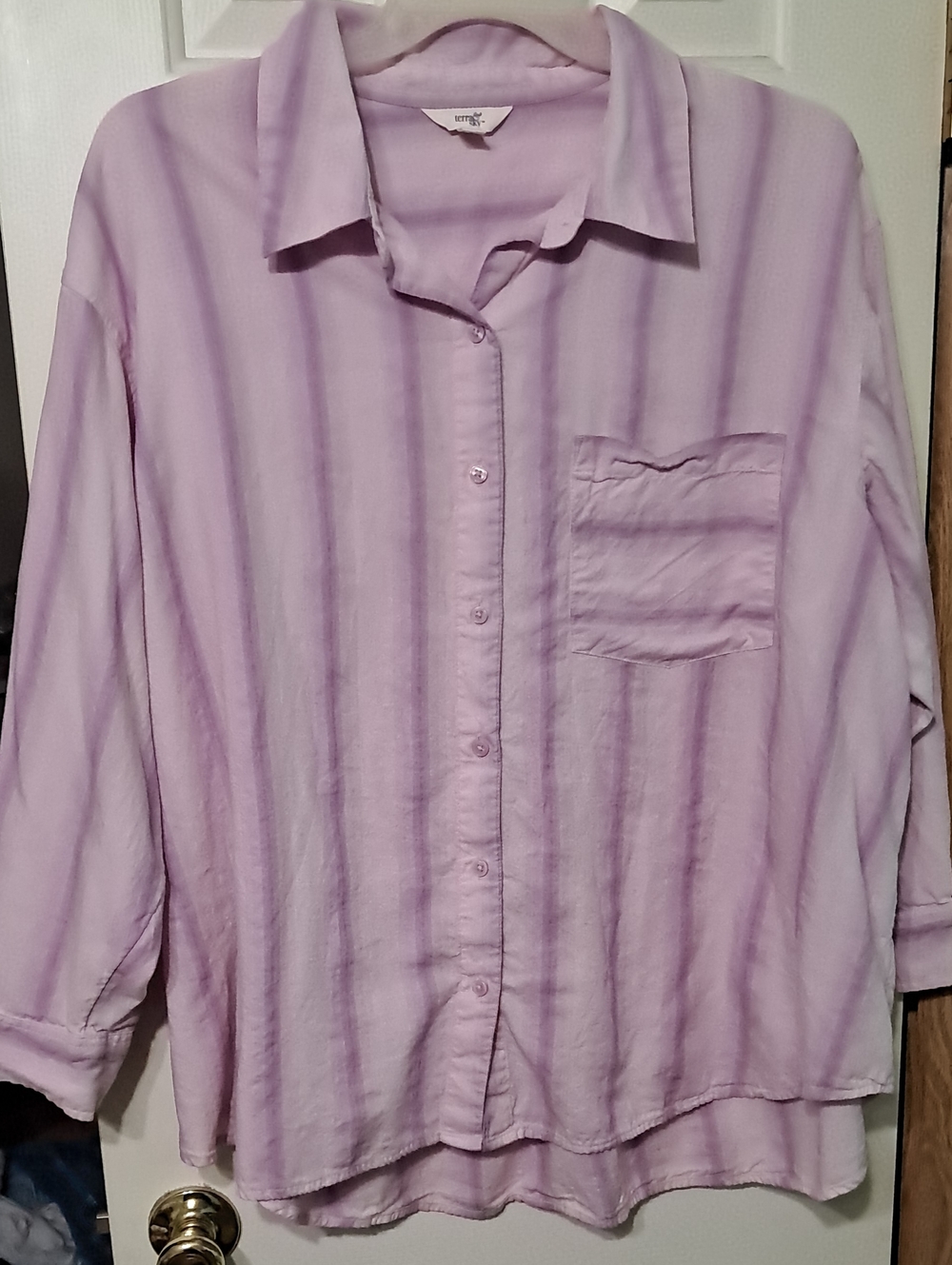 Terra & Sky Lavender Striped Button-Down Shirt